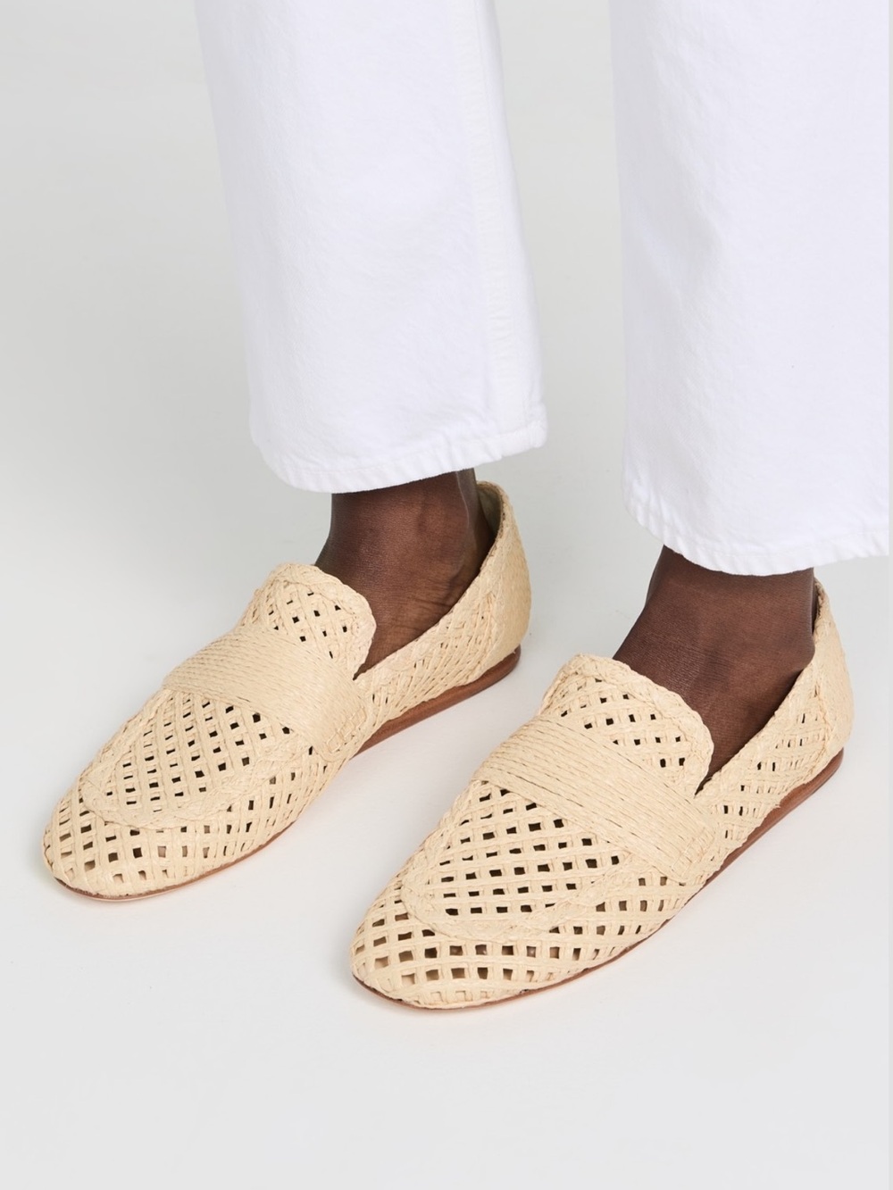 Woven Davis Flats Slip-On Flats in Natural Straw